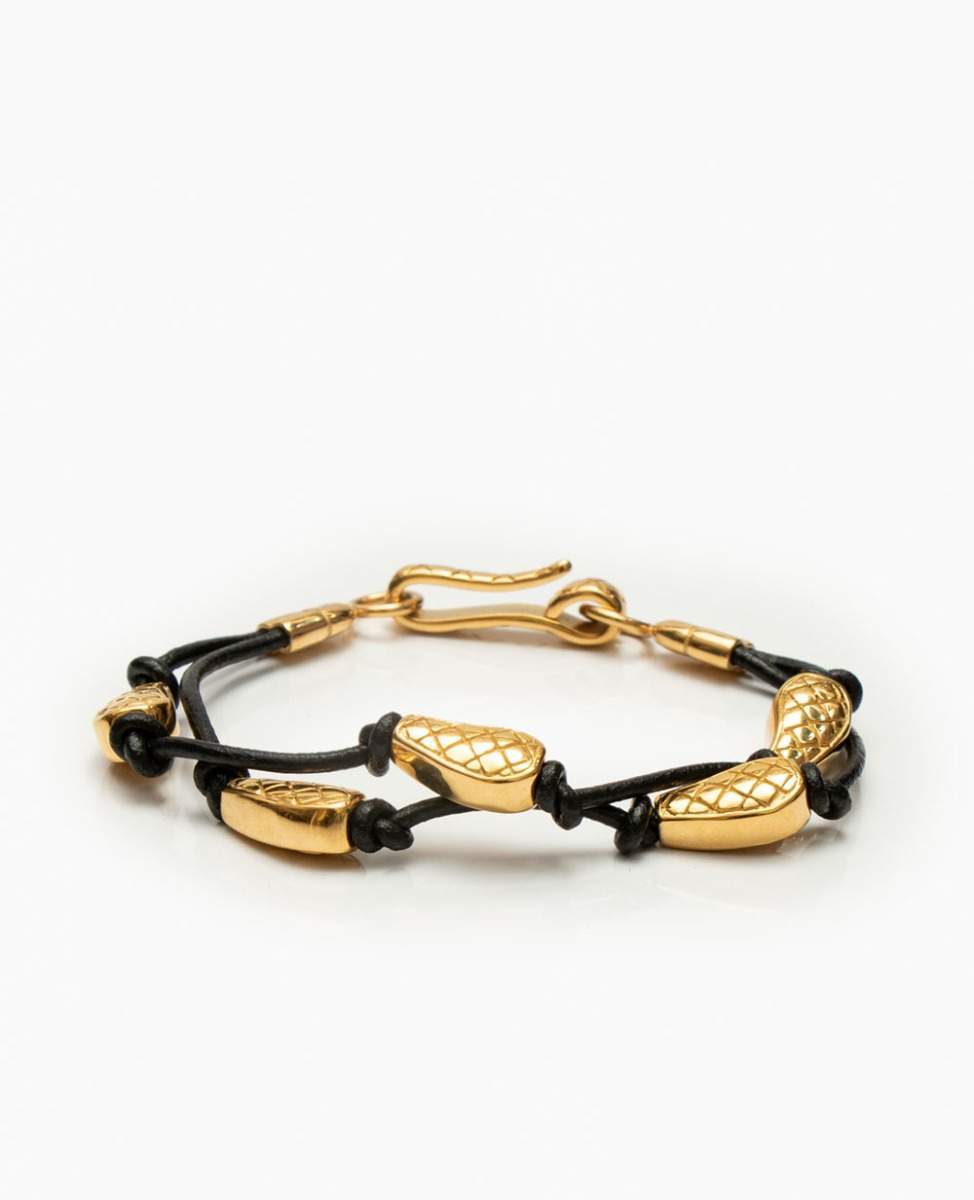 دستبند چرم و استیل Bottega Veneta